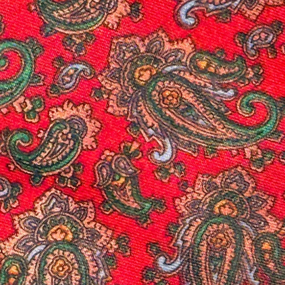 Vintage Goldlion Red Paisley Necktie Men's Classic Wide Tie Chinese Hong Kong